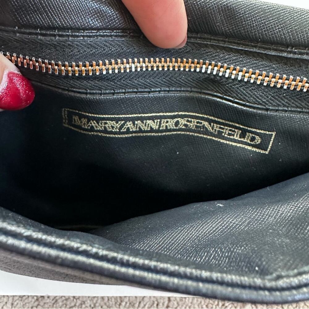 Maryann Rosenfeld Vintage 1980s Shoulder Black Leather Purse - Picture 7 of 12